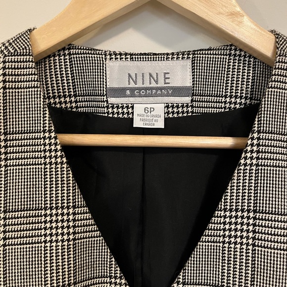 Glen Check Vest Waistcoat Vintage 90s V-Neck Size 6 Petite Nine & Co. - Picture 2 of 8
